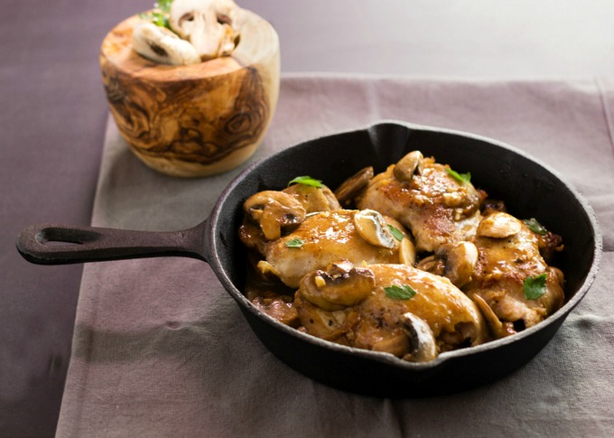 One Pan Chicken Garlic Mushroom Saute | Beauty and the Foodie