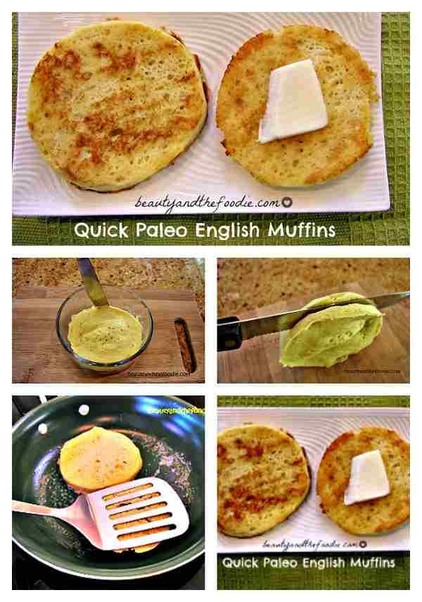 Quick Paleo English Muffins pinstructions. Grain free and low carb / beautyandthefoodie.com