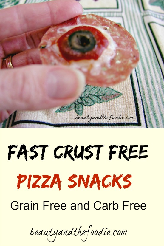 Fast Crust Free Pizza Bites , grain free and 0 carbs. A pizza snack that looks like an eyeball.