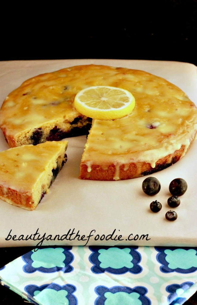 paleo lemon blueberry poke cake
