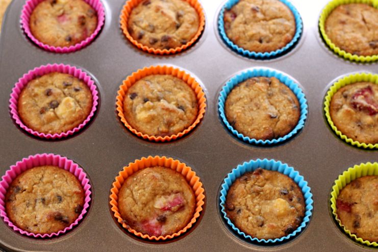 Strawberry Banana Chocolate Chip Muffins. Paleo, low carb and keto