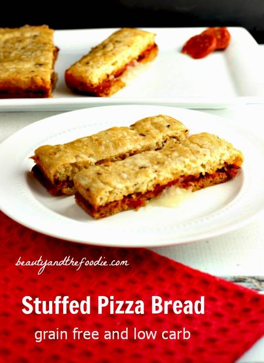 Grain Free Stuffed Pizza Bread , primal, low carb / beautyandthefoodie.com
