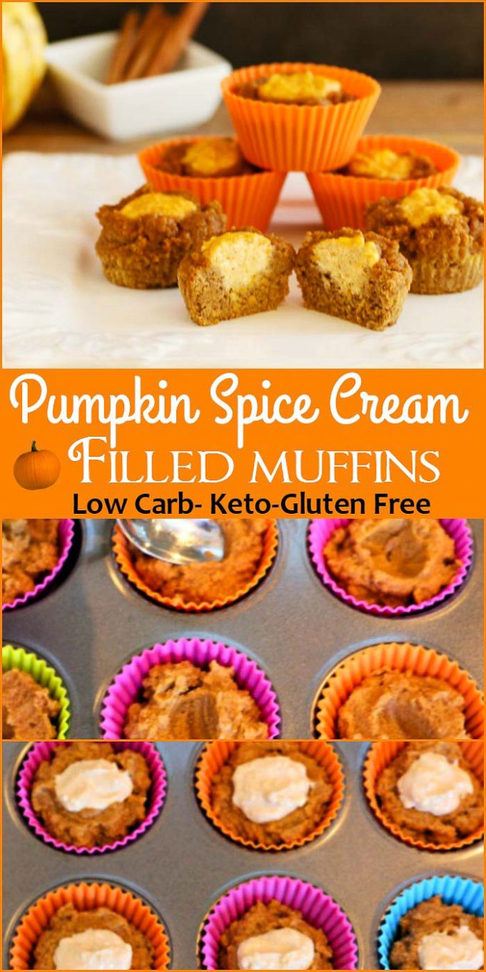 Pumpkin spice muffins with cheesecake filling