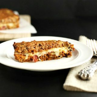 Bacon Mushroom Stuffed Turkey Meatloaf, grain free, low carb and paleo version