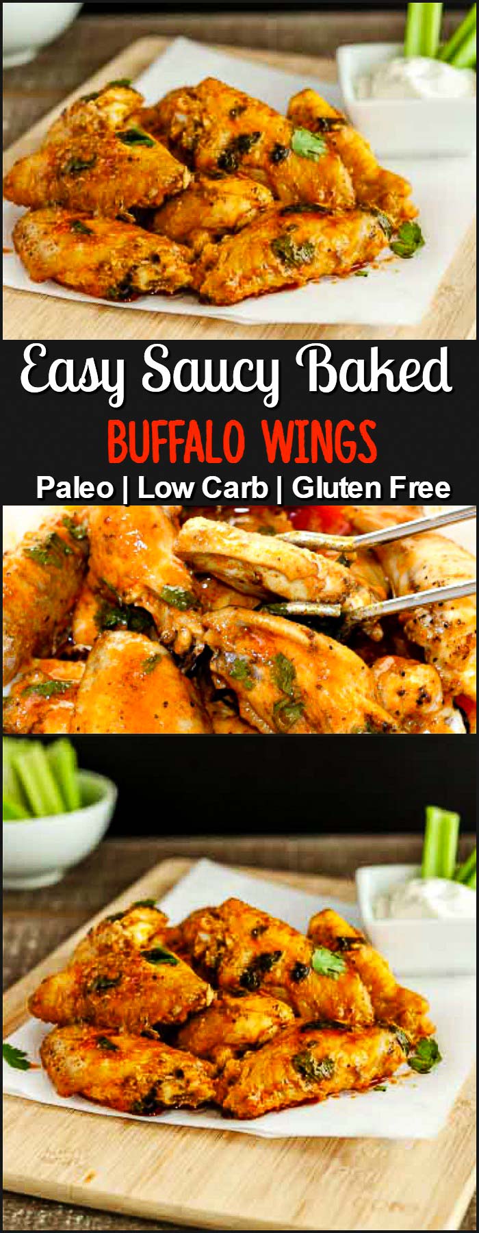 Saucy Baked Buffalo Chicken Wings, low carb, grain free, paleo
