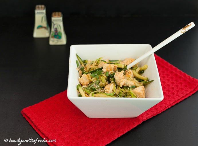 Asian Chicken Zoodle Salad, grain free, paleo and low carb.