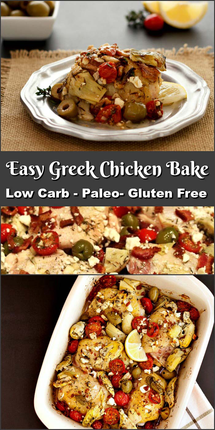 Easy Greek Chicken Bake- Low carb & Paleo