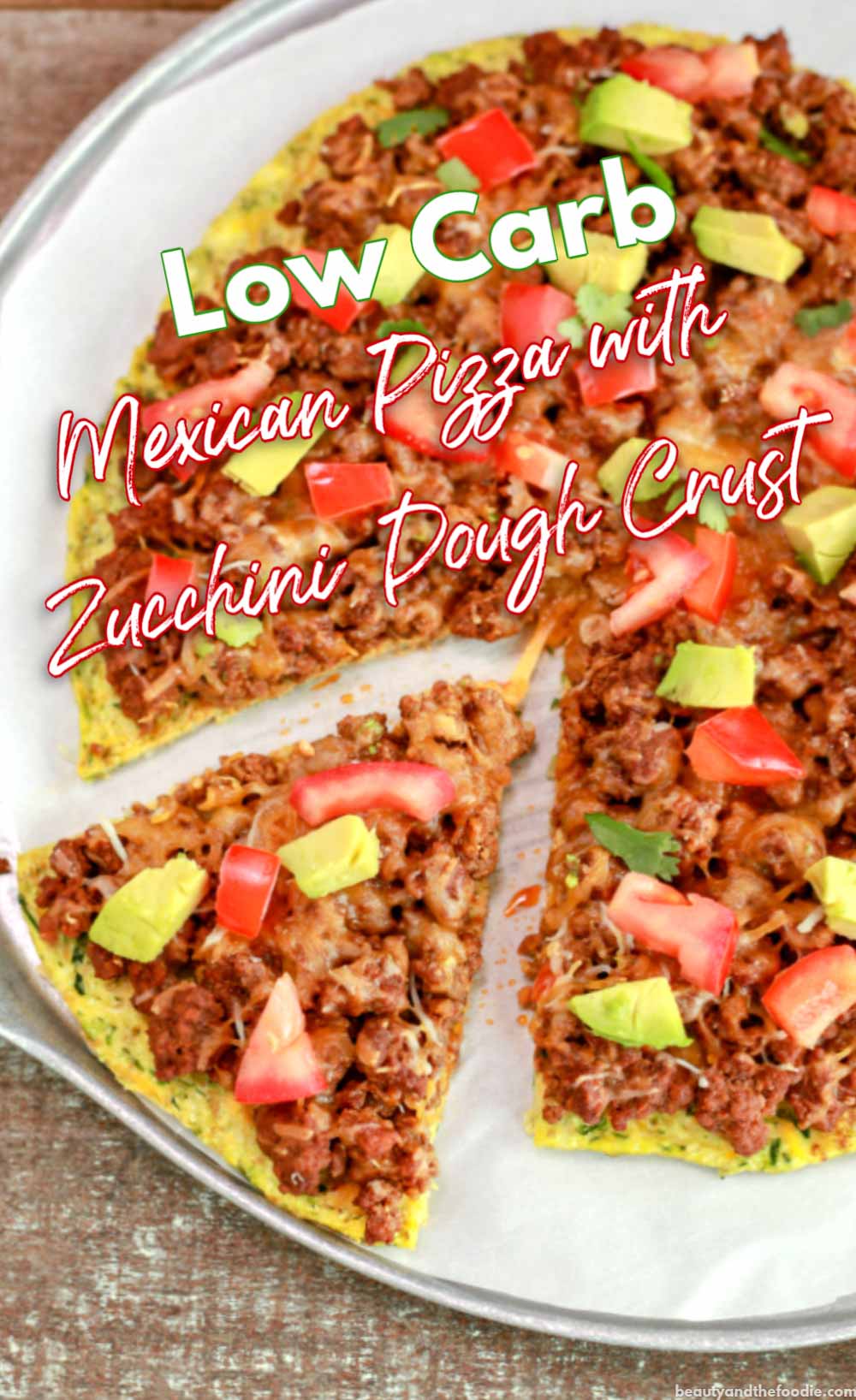Keto & Low Carb Mexican Pizza on zucchini  doughcrust