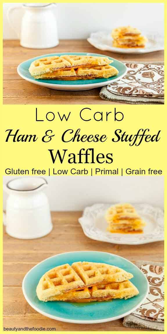 Low Carb Ham & Cheese Stuffed Waffles, grain free, low carb and primal