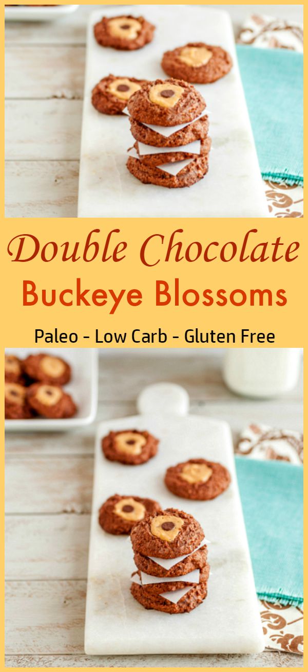 Double Chocolate Buckeye Blossom Cookies- So Yummy!! Grain free, paleo, low carb, keto.