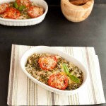 Chicken Pesto Cauliflower Rice Bake, grain free, low carb and paleo option