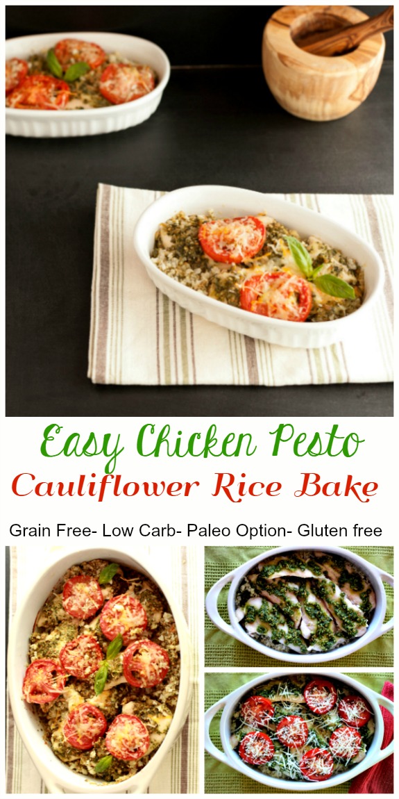 Chicken Pesto Cauliflower Rice Bake Beauty and the Foodie