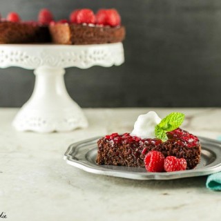 Chocolate Fudge Raspberry Cake, Low Carb and Paleo version