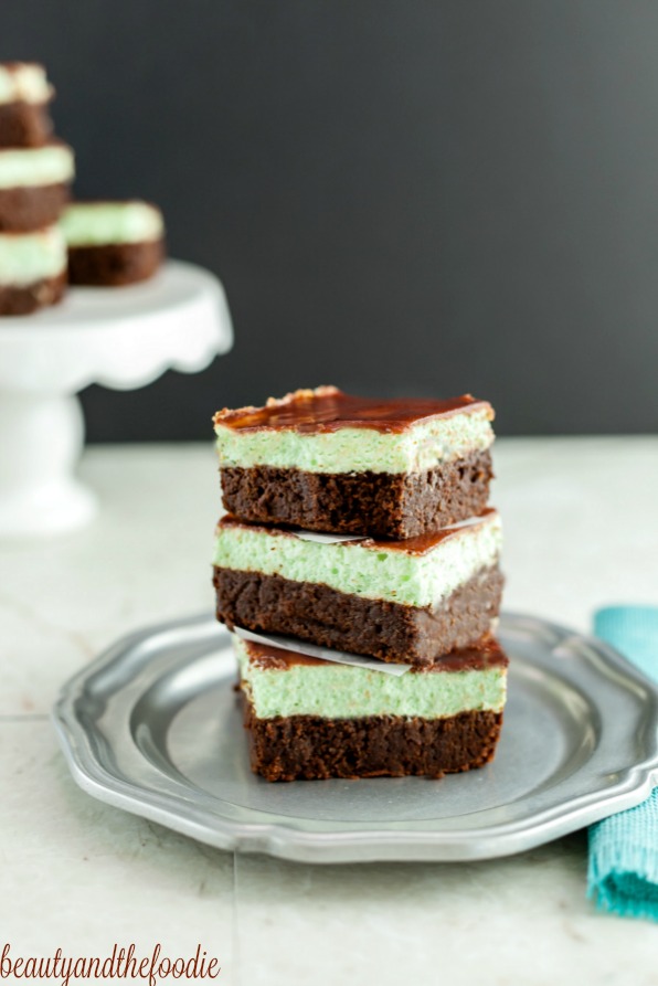 Cream Mint Brownie Bars. Low carb, gluten free, and primal.