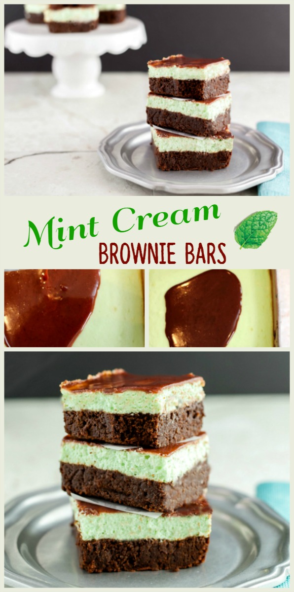 Cream Mint Brownie Bars. Grain free, low carb and primal