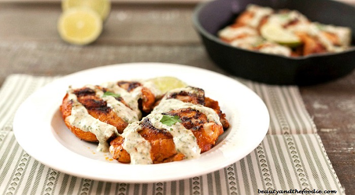 Chili lime Cream Grilled Chicken a super tasty low carb and paleo chicken dish.