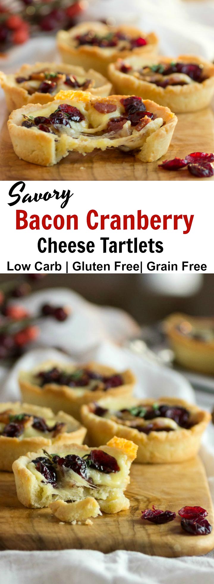 Savory Bacon Cranberry Cheese Tartlets- Low Carb , Keto, & Gluten Free. #mahonmenorca #sponsored