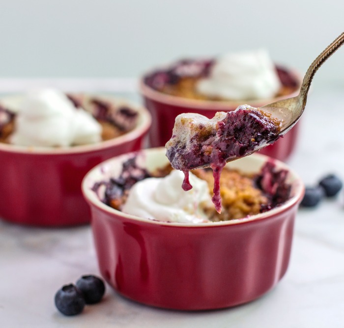 Keto Mixed Berry Crumble Pots- A simple, gluten free low carb treat.