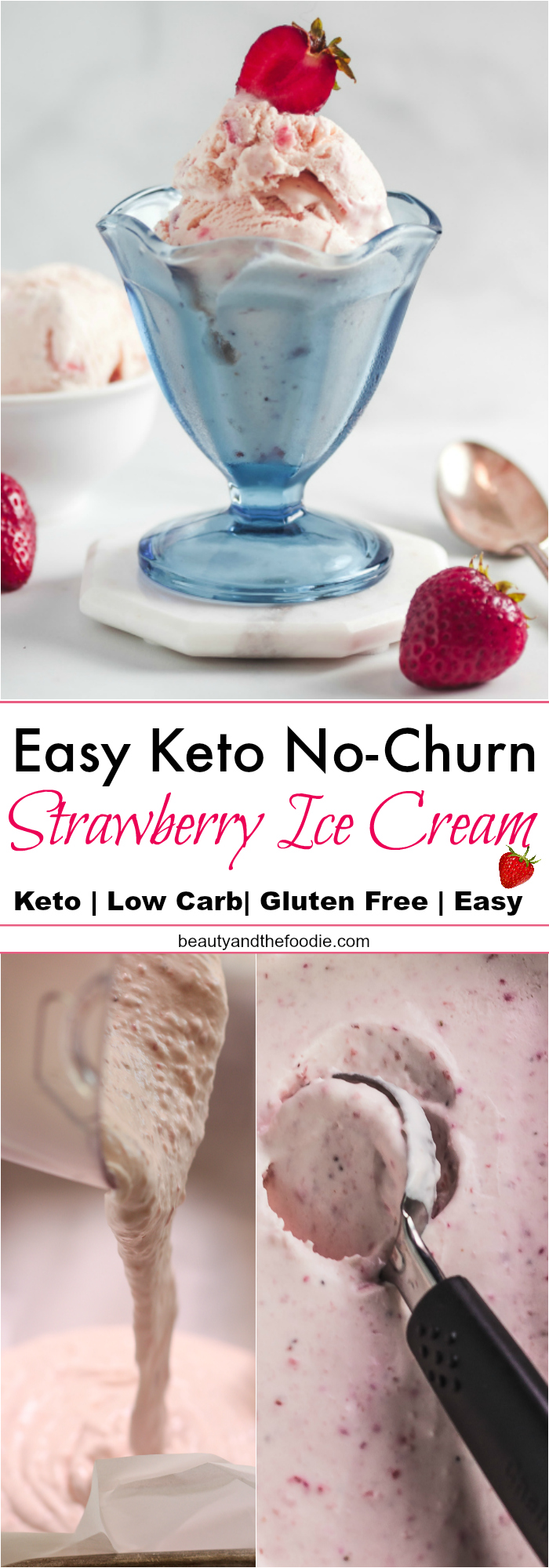 Easy Keto No Churn Strawberry Ice Cream