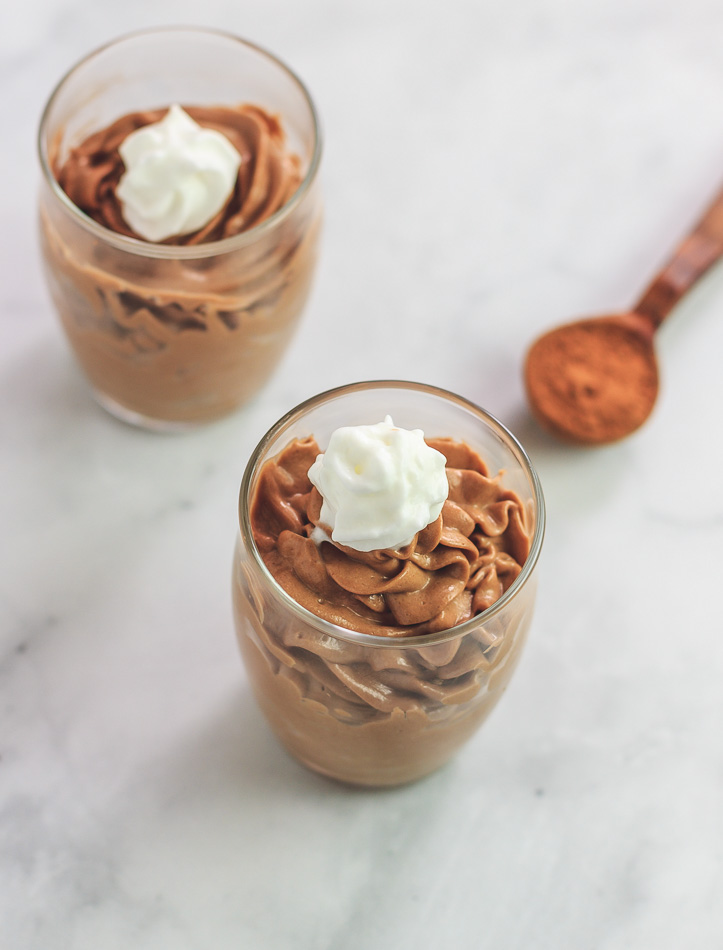 Keto Chocolate Peanut Butter Cheesecake Mousse with whipped cream