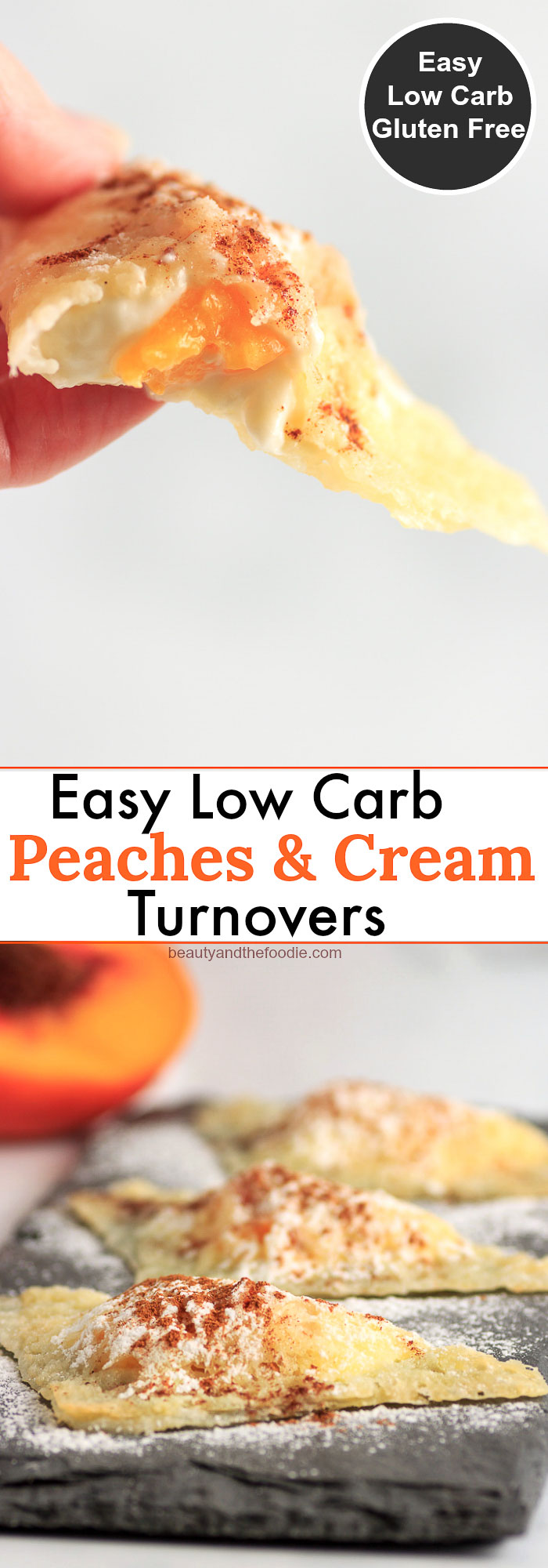 Easy Low Carb Peaches and Cream Turnovers- Low carb & gluten free.