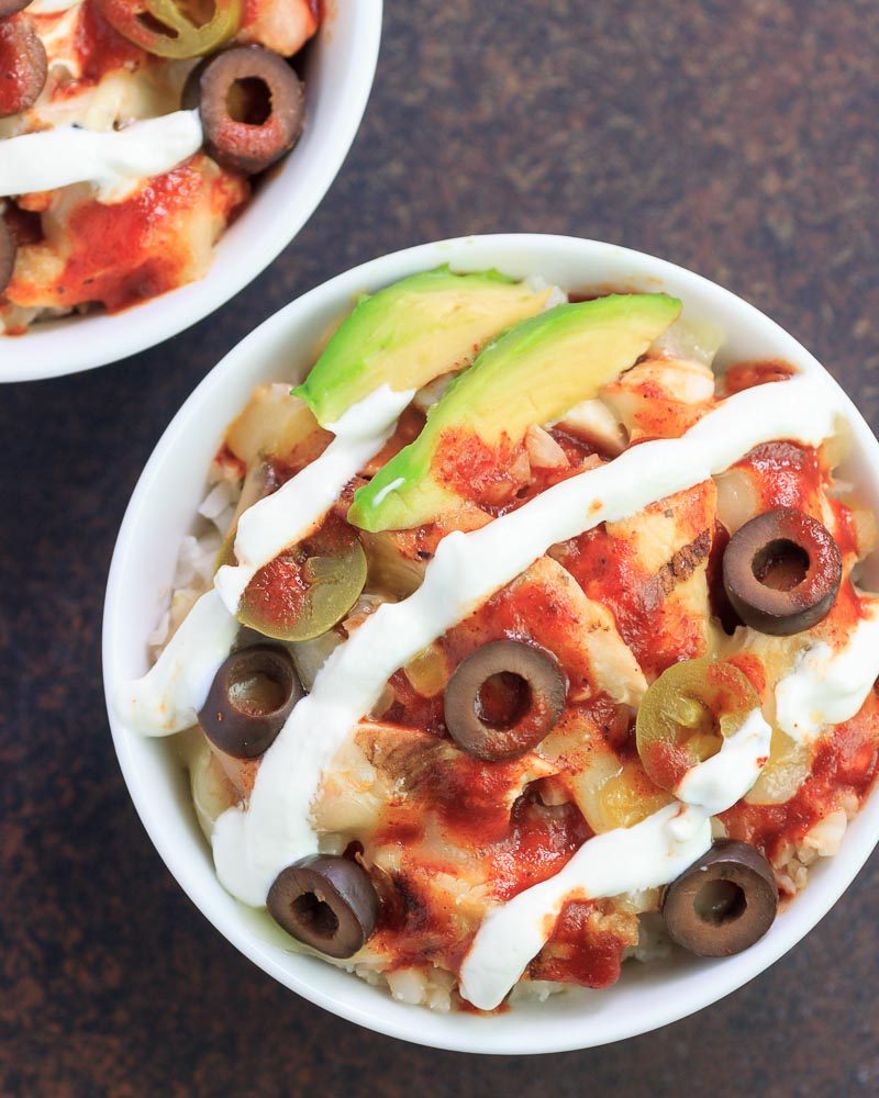 Keto Chicken Enchilada Bowls- Gluten free and low carb.