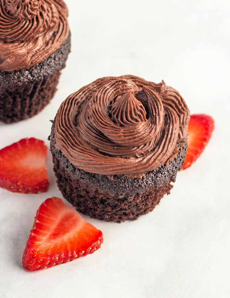 Nutella Frosting On Chocolate Cupcakes