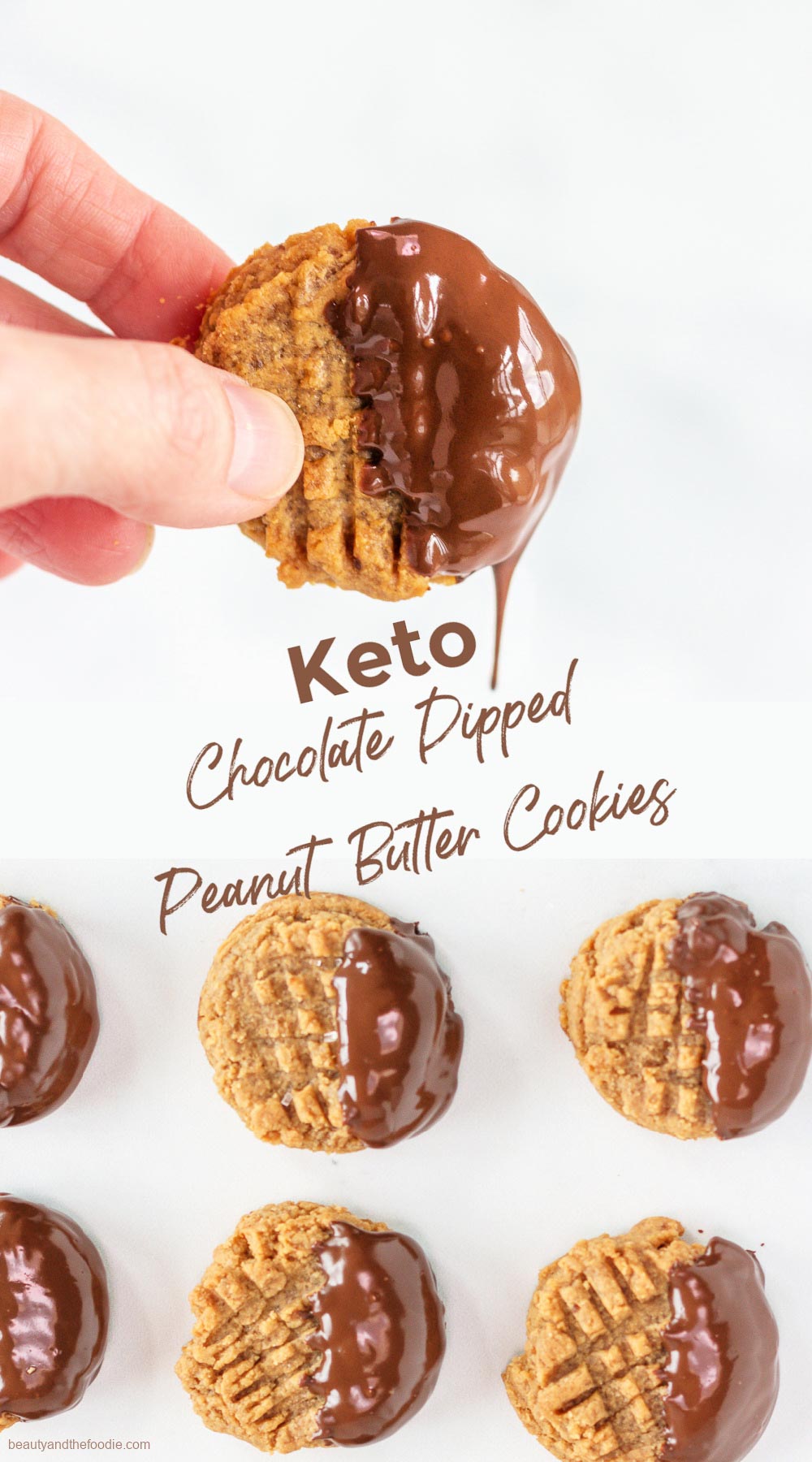 Low Carb Chocolate Dipped Peanut Butter Cookies