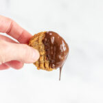 A keto sugar free, chocolate dipped peanut butter cookie