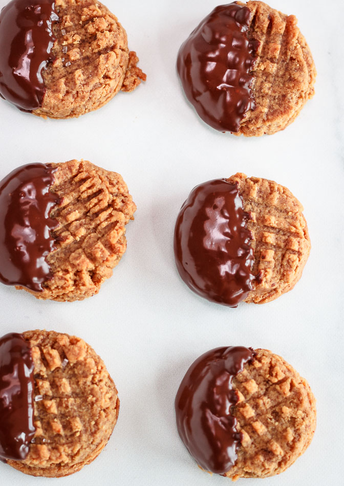 Chocolate dipped peanut butter cookies keto