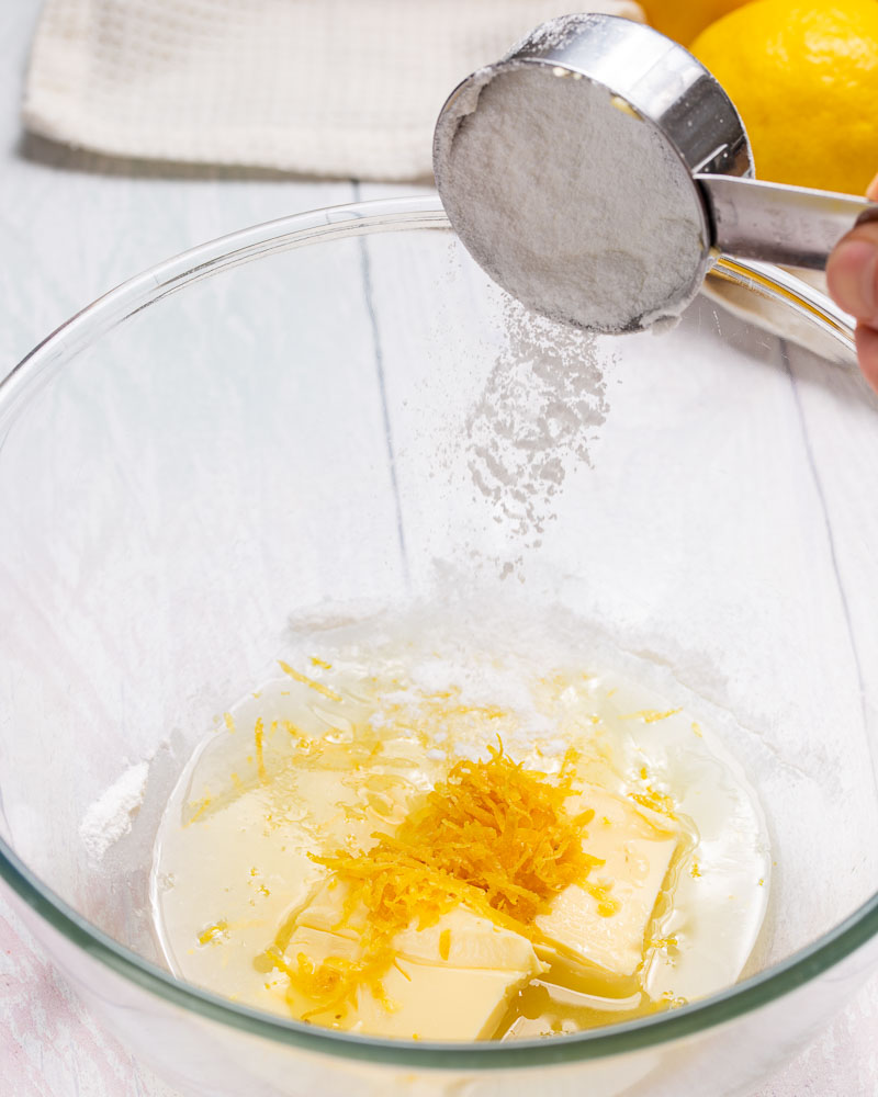 Mixing the lemon filling.